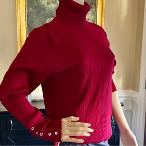 Calvin Klein Ribbed Turtlen Sweater - Cranberry - Large